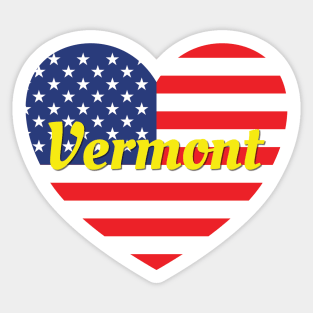 Vermont American Flag Heart Sticker